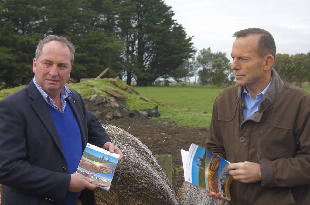 Barnaby Joyce and former PM Tony Abbott launching the Agricultural Competitiveness White Paper in July 2015.