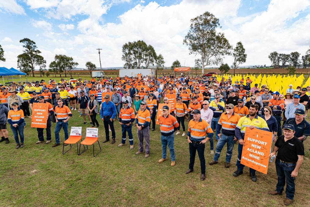 SEA OF ORANGE: More than 400 Oakey residents rallied in support for the New Acland Mine Stage 3 expansion to be approved on Sunday.