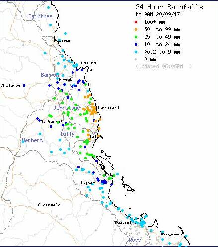 WEATHER SYSTEM: Rainfall as of 9am Wednesday September 20. Photo: BOM