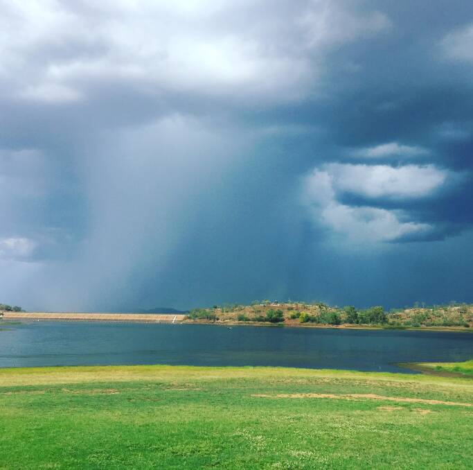 MOIST: Thunderstorm circled Lake Moondarra over the weekend, but didn't deliver much rain in Mount Isa. Photo: Derek Barry.