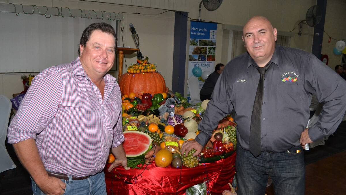 Growcom chairman Les Williams and Mareeba District Fruit and Vegetable Growers Association president Joe Moro at the Mareeba District Fruit and Vegetable Industry dinner earlier this month.