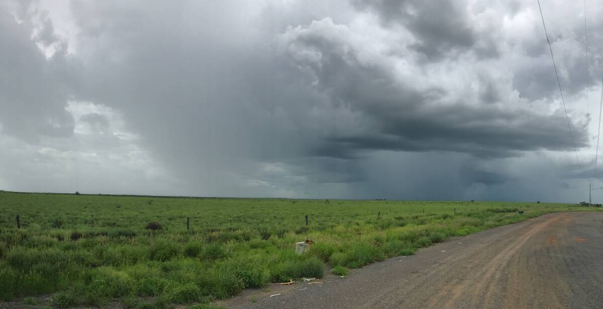 A storm 15 kilometres west of Hughenden made it difficult for drivers to see oncoming traffic on Saturday.