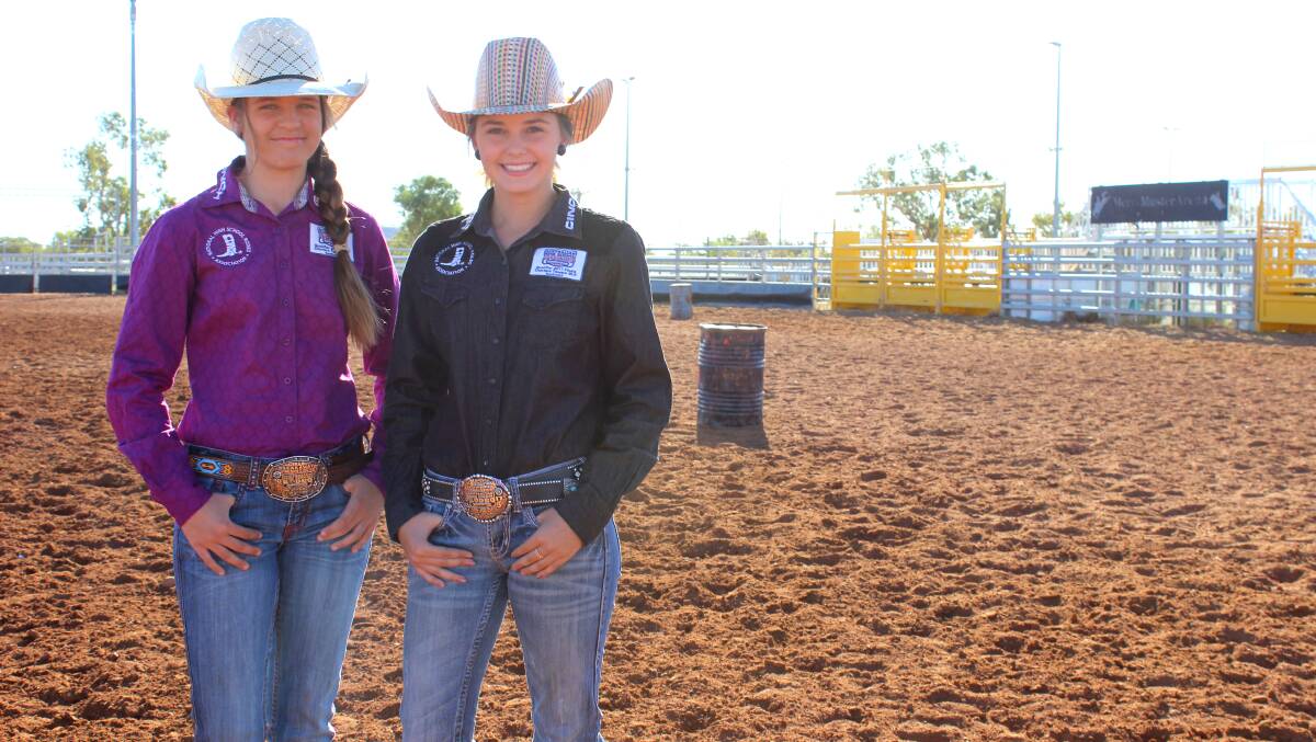 PREPARED: Maisy Hetherington and Brandee Ferguson have been practicing at the Cloncurry Equestrian Centre in their spare time, ahead of the finals. Photo: Samantha Walton.