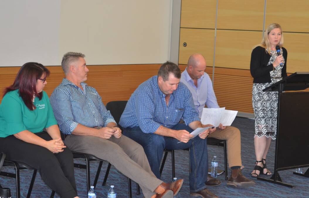 FORUM: Crs Vicky Campbell, Brad Rix, Dane Swalling and Greg Campbell listen as deputy CEO Jo  Morris speaks. Photo: Derek Barry