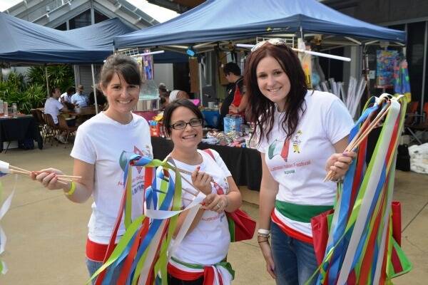 Volunteers Sarah Gosney, Rebecca Torrisi and Keeley Broughall got into the spirit of the festival.