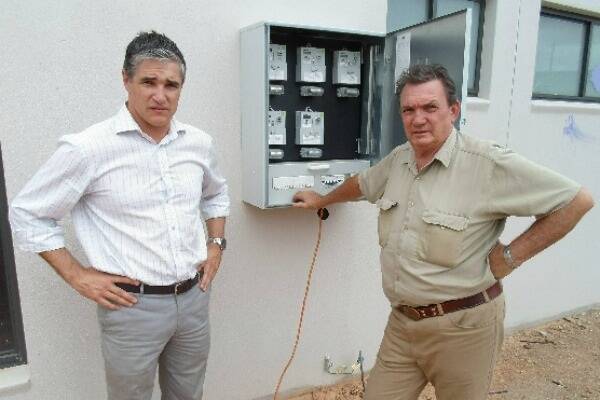Member for Mount Isa, Rob Katter, with Mount Isa electrical contractor Neil Byrne of Byrne Electrics.