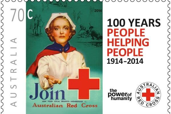 The Australian Red Cross Centenary stamp design is based on the official centenary logo of the Australian Red Cross and on an historic poster from World War II. The designer of the stamp is Lisa Christensen of the Australia Post Design Studio. 