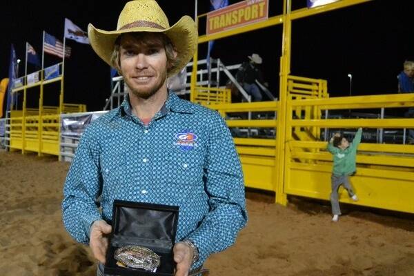 Champion: Troy Mara with his buckle in the open bull ride. 