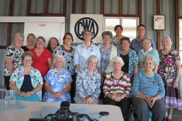 The enthusiastic QCWA Mingela branch members, including the four long-servicing members, Mavis Wheatley, Helen Alford, Dot Weinheimer and Margo Nimmo, with Charters Towers Mayor Frank Beveridge.