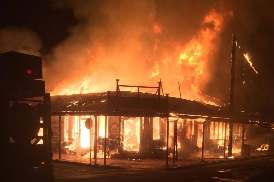 Gannons Hotel in Julia Creek was burnt to the ground about 1am this morning.