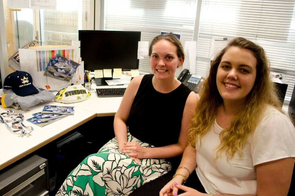 JCU business students Brittany Fell and Rachel Day have been enjoying the daily challenges they’ve encountered while conducting their internships with the North Queensland Toyota Cowboys.