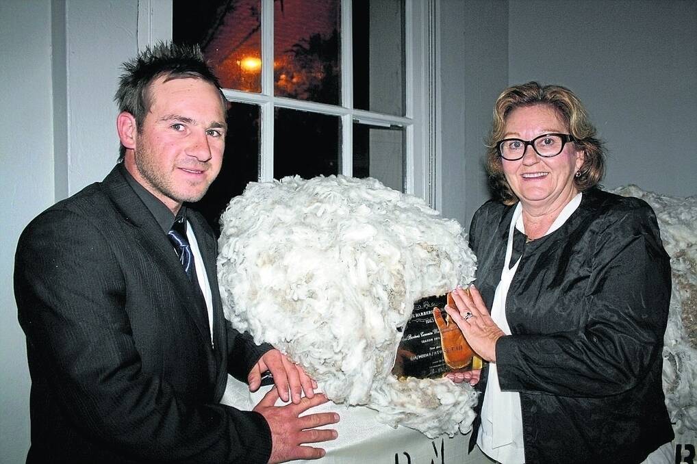 Tasmanian superfine wool growers Marie Boadle and son James accepted the Vitale Baberis Canonico Wool Excellence Award on behalf of their family.