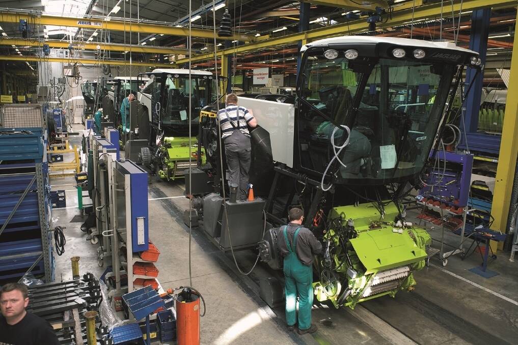 The immaculate production line at Claas’ Harsewinkel, Germany harvester plant.
