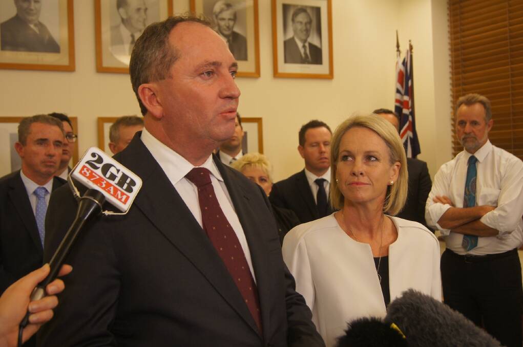 Barnaby Joyce and Fiona Nash address the Canberra press gallery, after last night's leadership vote.