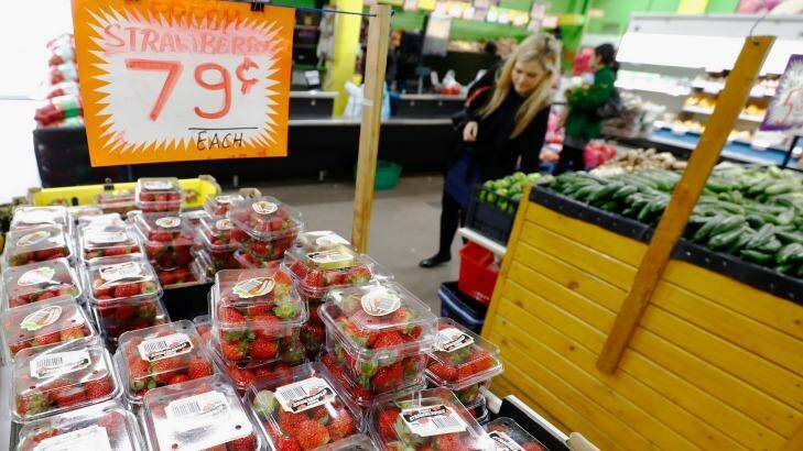 Strawberries on sale at Brunswick market. Photo: Darrian Traynor