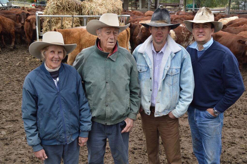 New age: Janie, Ian, Stuart, and Andrew Murray, Kindee Pastoral Company, were proud to be part of Australia's first live online commercial cattle auction at Tuesday's Roma store sale.