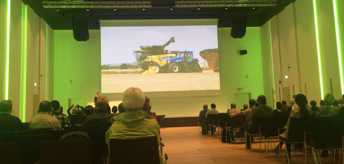 FUTURE  FOCUS: The crowd at Interpoma in Italy hear how driverless tractors and robots could be used on farms. Picture: Caitlin Jarvis 
