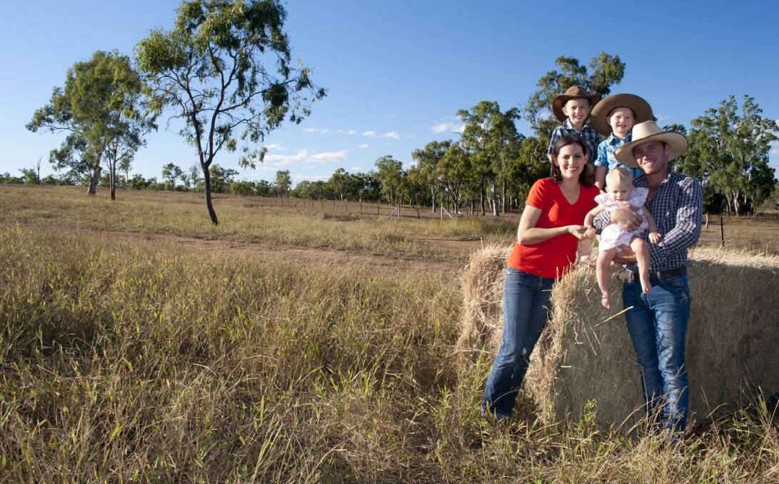 FAIR GO: Charters Towers cattle producers Matt and Sonia Bennetto and their children Louis, Bruno and Elsie are the face of AgForce's campaign to overturn punitive new vegetation management laws.