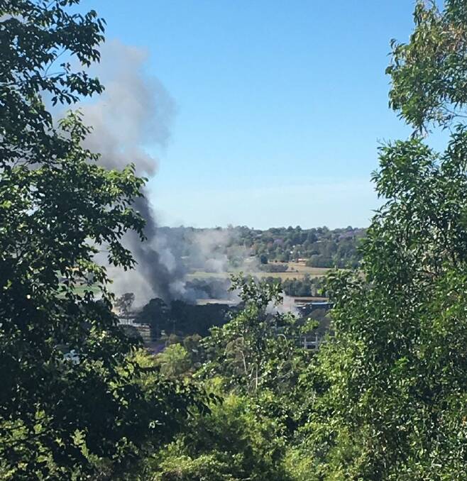The Swickers factory on fire. Photo - Deb Frecklington (Twitter).