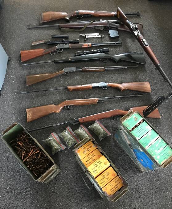 Police say they have located unregistered weapons, explosives and dangerous drugs on a rural property in Daybreak Road, Tara.