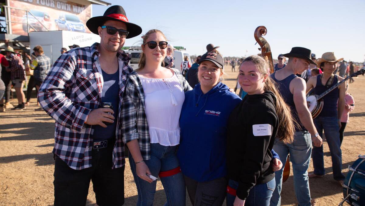 Peter Zuiderwky, Shannon Thompson, Stephanie Carpenter and Kelly Brealey from Wollongong, NSW, at the 2018 Deni Ute Muster.