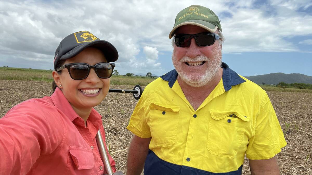 xtension officer Maria Solis with Innisfail cane grower Alan Colgrave. Picture supplied.