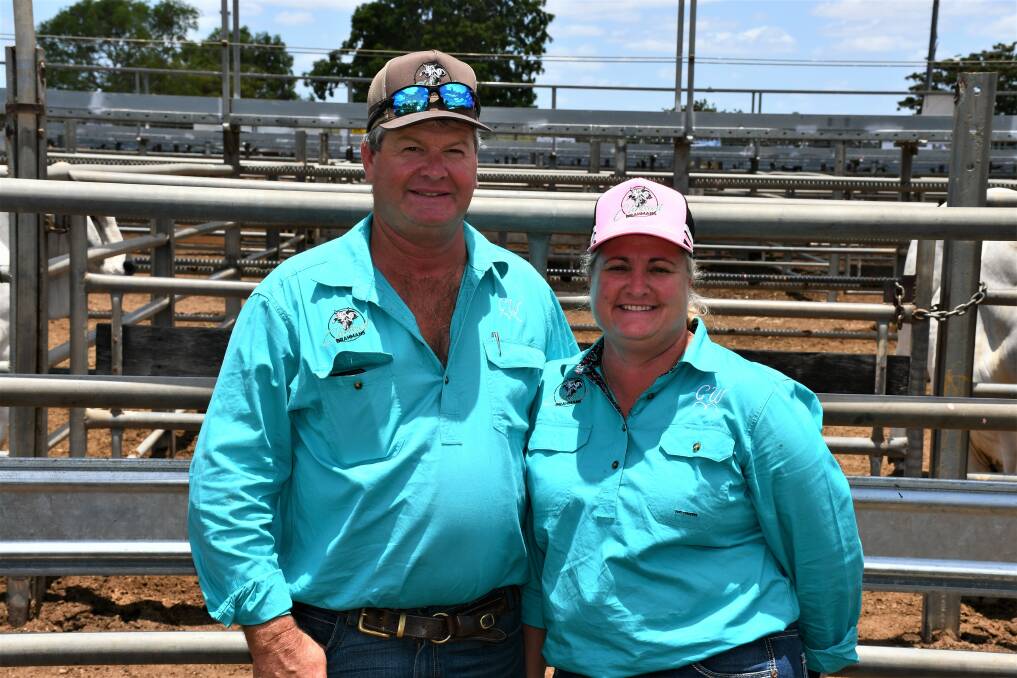 Chris Wilkes and Nicole Jovanovic, travelled up from Milbong to showcase their stud for the first time at Gold City Brahman Sale.