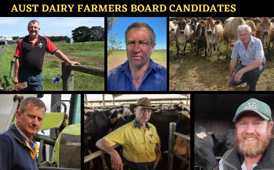 CONTENDERS: ADF board candidates, top left-right, Daryl Hoey, Ben Bennett, Robert Brokenshire and, bottom left-right, John Versteden, Colin Thompson and Heath Cook.