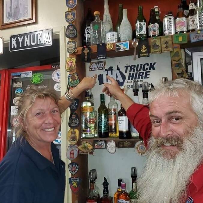 The Blue Heeler Hotel publicans Sam Smith and Corey Johns are interested to see what a new EV charging station will do for Kynuna's tourism. Picture: Supplied