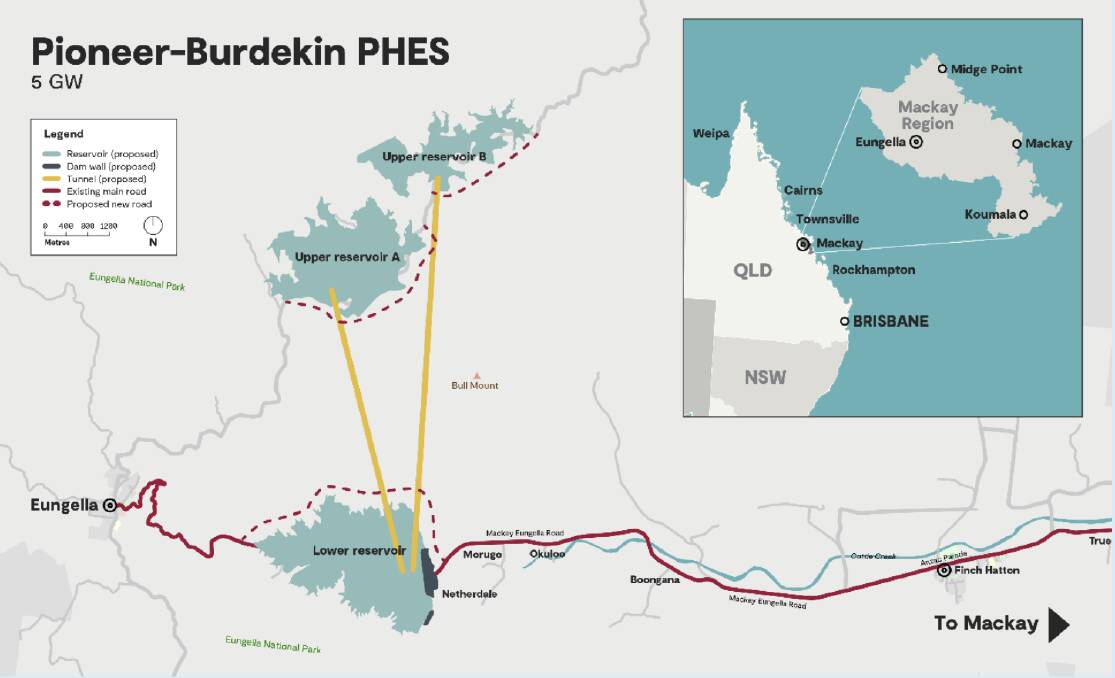 A plan of the Pioneer-Burdekin Pumped Hydro Project. Picture Queensland Hydro