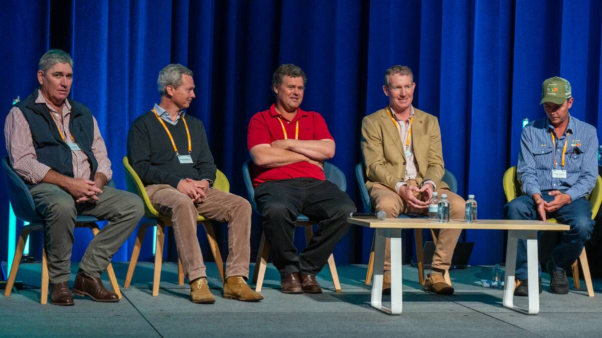 A panel discussion on the northern cotton industry featured Bruce Connolly, Tipperary Group, Michael Blakeney, Riparian Capital Partners, Brett Corish, Corish Farms, Fritz Bolten, ORDCO, and Brad Jonsson, Jonsson Farming. Picture: Brandon Long