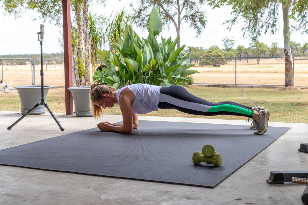 Rural Women's Exercise is an online fitness presence with the cattle producer leading women through 30-minute workout sessions every weekday morning in a private Facebook group. Photo: Zoe Thomas. 