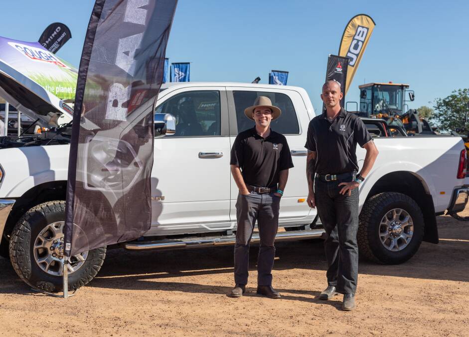 Pickerings Auto Group Townsville sales managers Dillon Scott and Brad Holzinger with the Ram Trucks 2500 model. Picture: Zoe Thomas. 