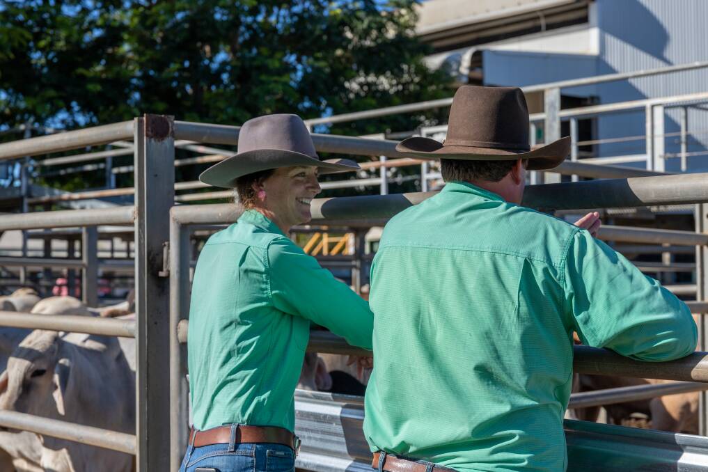 Caitlyn works alongside Charters Towers Nutrien Ag Solutions branch manager Brent Williams. Picture: Zoe Thomas. 