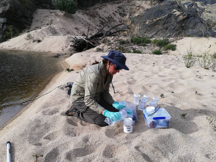 A researcher collecting water samples for testing at Broken River. Credit Photo: JCU TropWATER. 