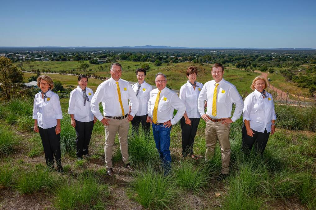Rural property and livestock agent Matthew Geaney (third from left) and his team at Geaney's Real Estate and Livestock have merged with Ray White Rural and Livestock Townsville director Liam Kirkwood (second in from right) and his team. Picture: Ray White Group. 