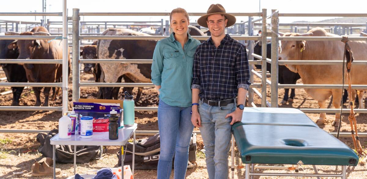 Tash Dimmick and Harry Martine of Mount Isa Physiotherapy worked behind the scenes treating competitors at the Mount Isa Mines Rodeo last weekend. Picture: Zoe Thomas. 