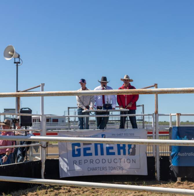 Richmond agents: Ashley Naclerio, Stockplace Marketing, Cody Rogers, Kennedy Rural and Scott Mawn, Elders facilitated the all breeds bull sale. Picture: Zoe Thomas. 