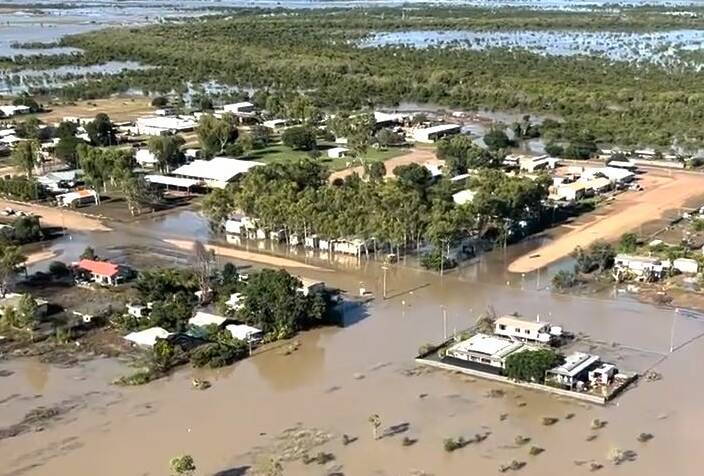 Floodwaters have started to recede in Burketown. Picture supplied QPS.