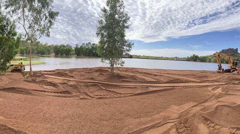 Upgrades to Chinaman Creek include a beach area where sand has already been laid. Picture Cloncurry Shire Council.