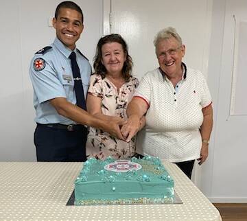 Julia Creek QAS Officer in Charge Mario Tinning with Ira Sollitt and Rita Crawford. Picture supplied. 
