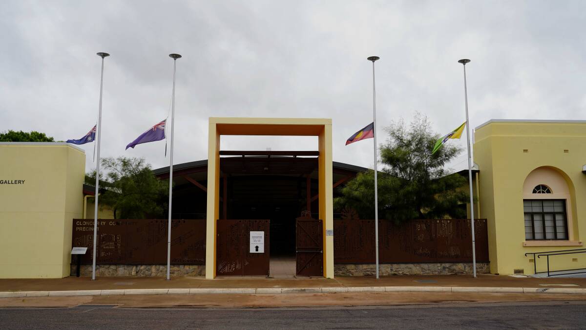 Flags have been lowered to half mast in Cloncurry where nearby two men tragically lost their lives at Dugald River Mine. Picture supplied.