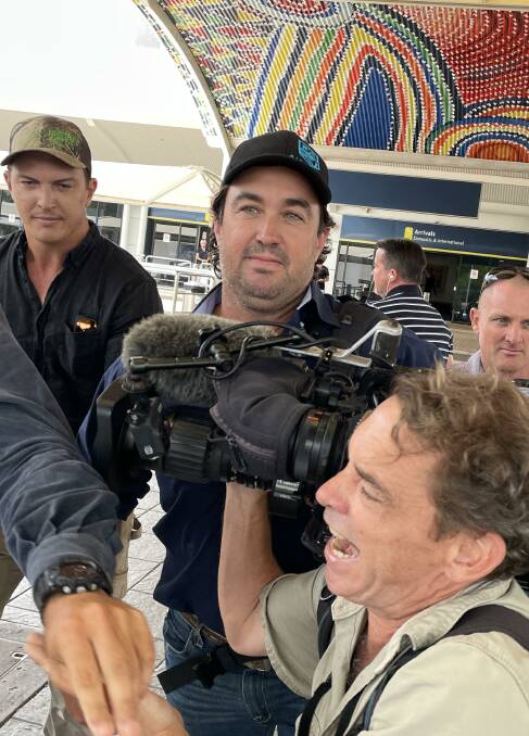 Matt Wright at Darwin International Airport where chaotic scenes unfolded when media tried to catch a glimpse of the TV star prior to him handing himself to NT Police. 