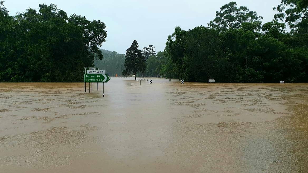 Lachlan Davis at Kin Kin in Noosa Shire experience multiple flood events in 2022. Picture: Lachlan Davis