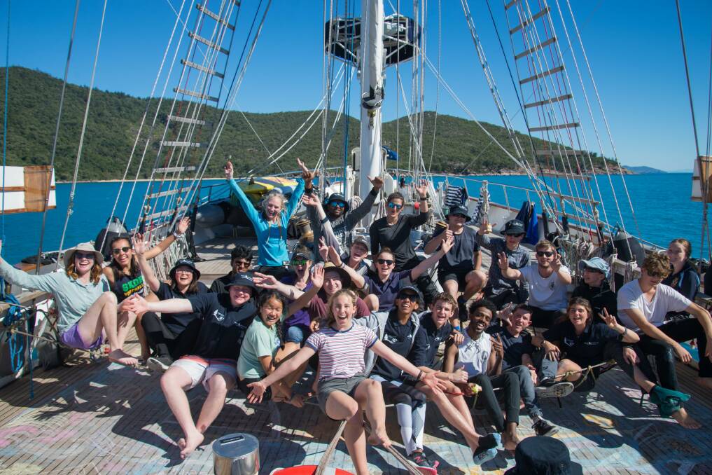 Youth crew on a prior voyage as part of the "Young Endeavour Voyage." Image: Supplied by Charters Towers Regional Council.