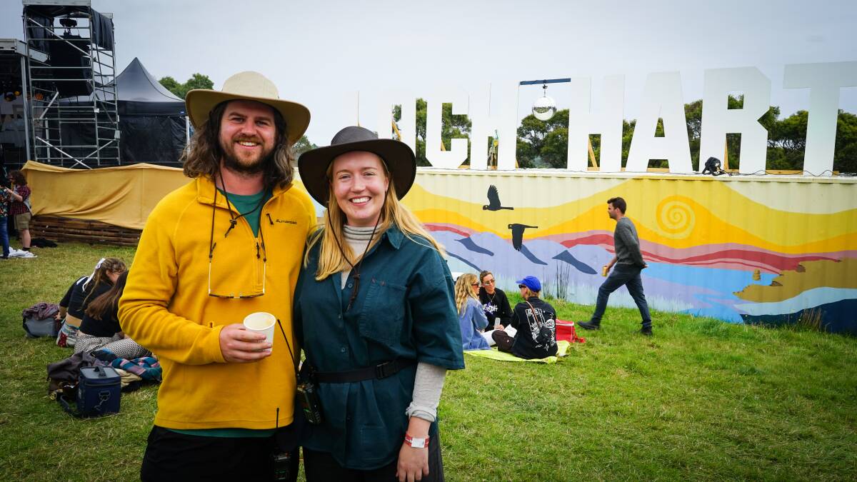 Jayden Bath and Tess Birch, Loch Hart Music Festival, Melbourne, knocked on about 20 farmers' doors before finding Princetown beef producer Matt Bowker. Picture by Rachel Simmonds