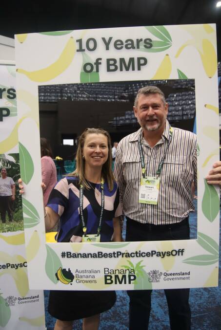 Mena Creek banana grower Naomi Abbott and Stewart Lindsay, team leader of the Department of Agriculture and Fisheries's banana production systems at South Johnstone, helped develop the original program. Picture by Lea Coghlan