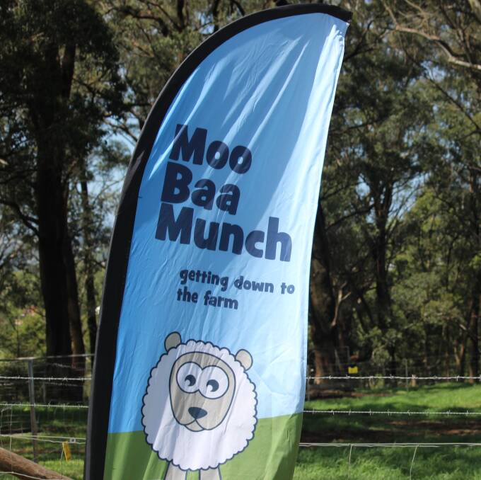 Signage from a Moo Baa Munch school presentation. File pic