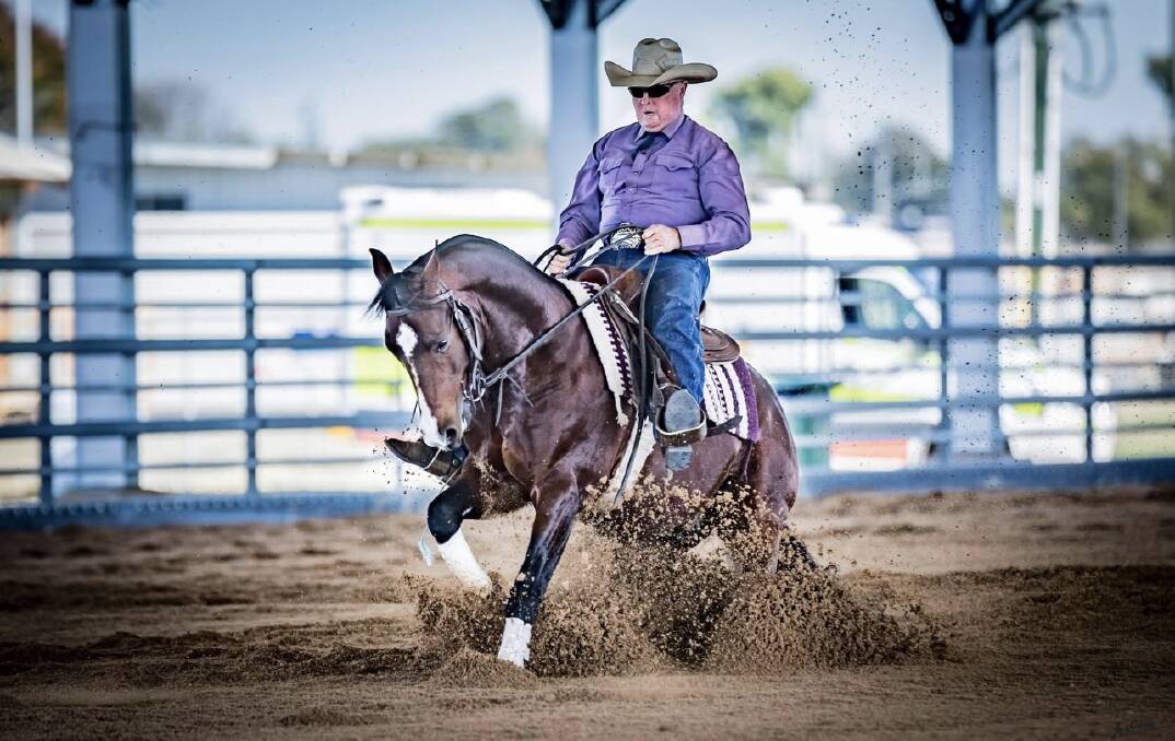 Legendary horseman Ken May with Axle in competition. Axle will compete in Dalby this week with father and daughter duo, Allan and Kaycee Wallen. Picture by Jo Thieme Photography