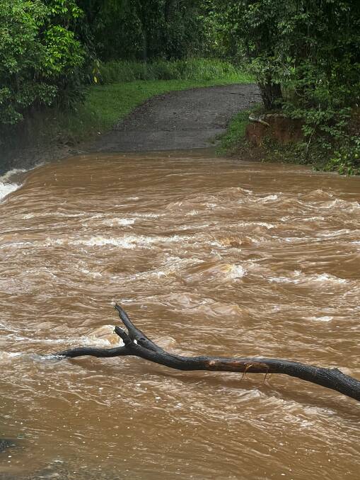 Parts of Telpara Hills on the Atherton Tablelands are cut off due to rapid floodwaters risin and puouring across the properties. Picture: Supplied 